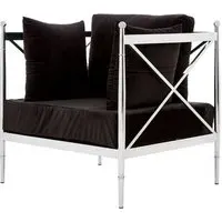 Kurhah Lattice Frame Armchair - Black, Velvet