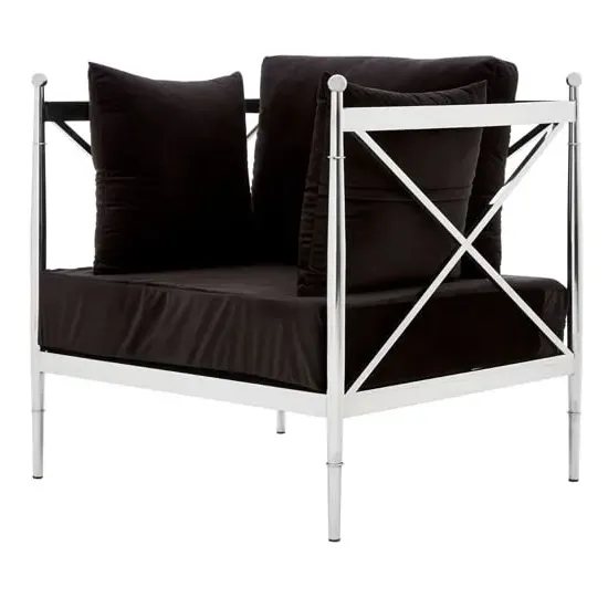 Kurhah Lattice Frame Armchair - Black, Velvet image