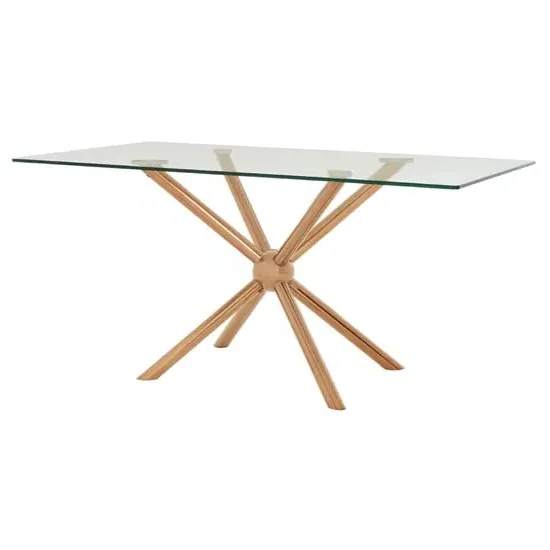 Kurhah Rectangular Dining Table - Rose Gold, Glass