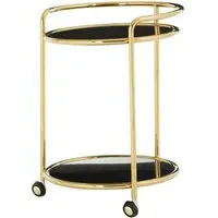 Kurhah Round 2 Tier Drinks Trolley - Black, Steel