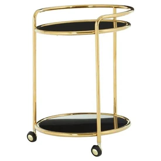Kurhah Round 2 Tier Drinks Trolley - Black, Steel image