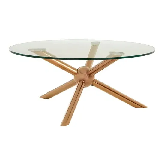 Kurhah Round Coffee Table - Rose Gold, Glass