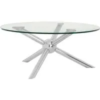 Kurhah Round Coffee Table - Silver, Glass
