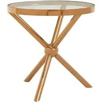 Kurhah Round Side Table - Rose Gold, Glass