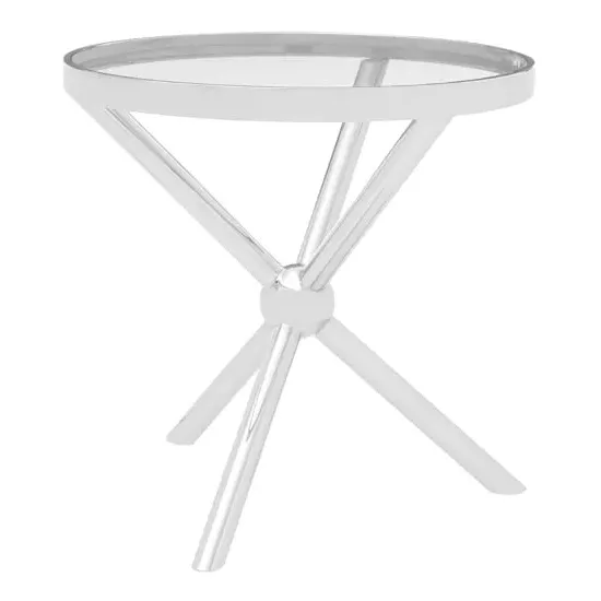 Kurhah Round Side Table - Silver, Glass