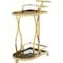 Kurhah Serving Trolley with Wavy Frame - Gold, Glass