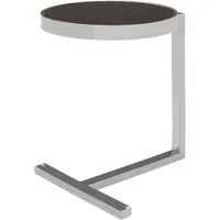 Kurhah Side Table with T-Shaped Base - Black, Silver Steel