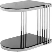 Kurhah U-Shaped Side Table - Black, Silver Steel