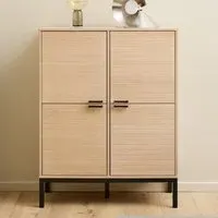 Kutztown Tall Storage Cabinet with 4 Doors - White, Oak