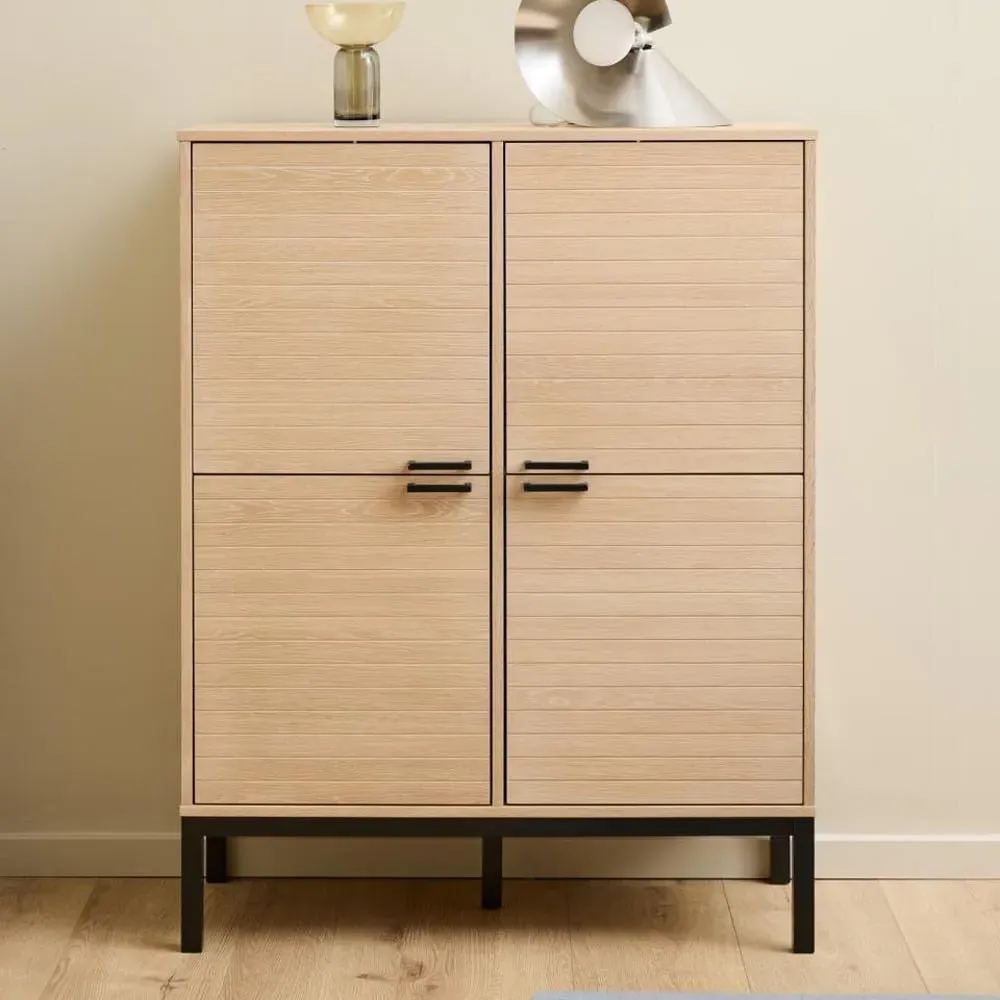 Kutztown Tall Storage Cabinet with 4 Doors - White, Oak image