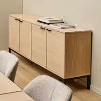 Kutztown Wide Storage Cabinet with 4 Doors - White, Oak