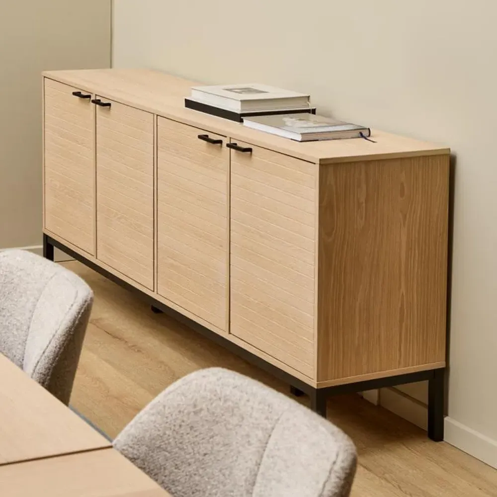 Kutztown Wide Storage Cabinet with 4 Doors - White, Oak