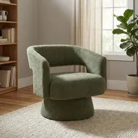 Kynel Accent Chair Swivel with Cut-Out Backrest - Green, Fabric alternate view