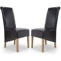 Kyoto Dining Chairs with Oak Legs - Black, Leather