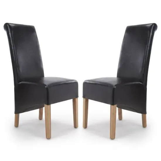Kyoto Dining Chairs with Oak Legs - Black, Leather