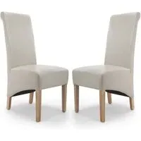 Kyoto Dining Chairs with Oak Legs - Ivory, Leather