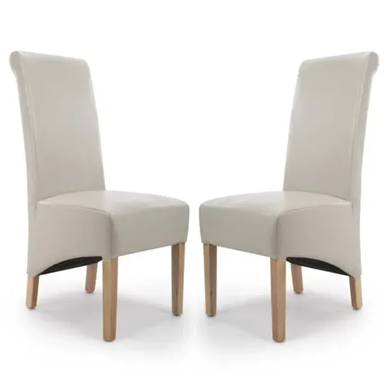 Kyoto Dining Chairs with Oak Legs - Ivory, Leather