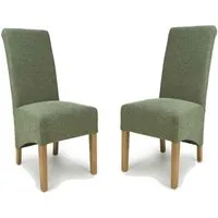 Kyoto Pair of Dining Chairs - Weave Green, Rubberwood alternate view