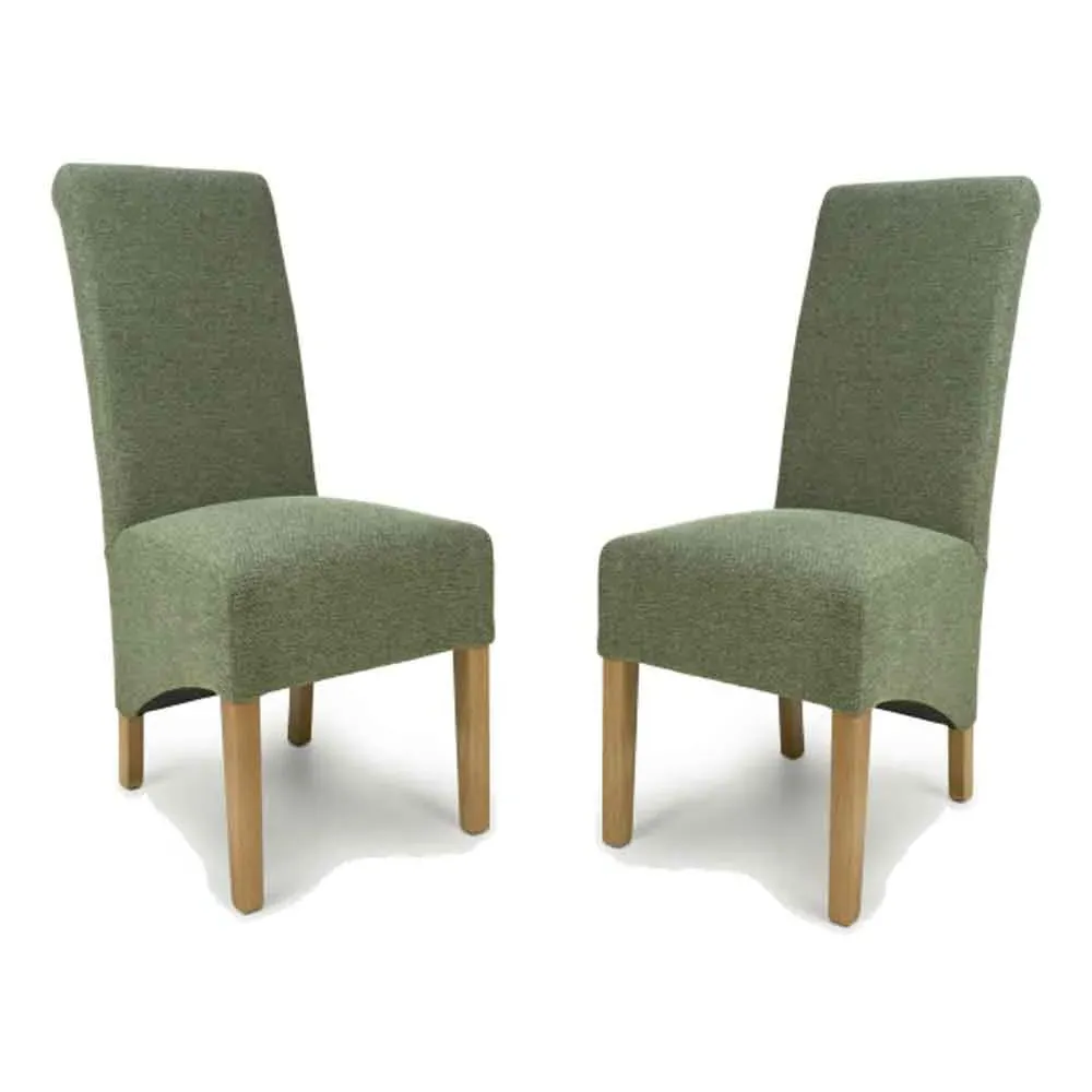 Kyoto Pair of Dining Chairs - Weave Green, Rubberwood product