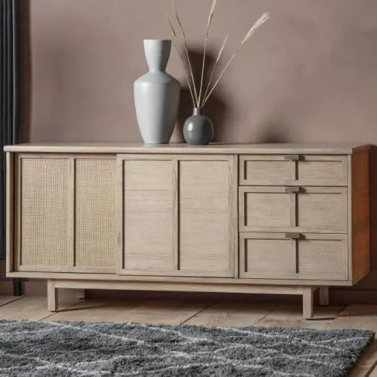 Kyron Wooden Sideboard with 2 Doors and 3 Drawers - Natural