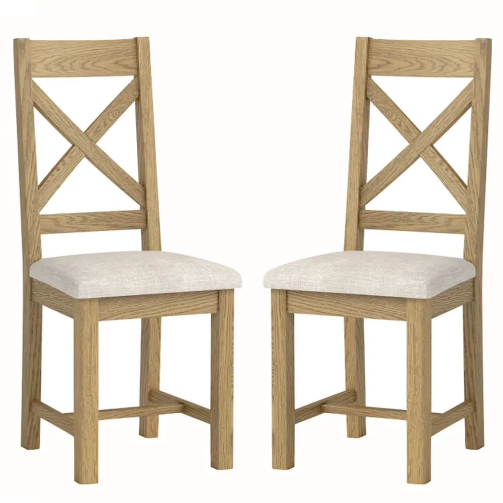 Kysen Oak Dining Chairs with Fabric Seat, Set of 2 - Off White product
