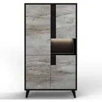 Laax 2-Door Display Cabinet with LED - Black, MDF
