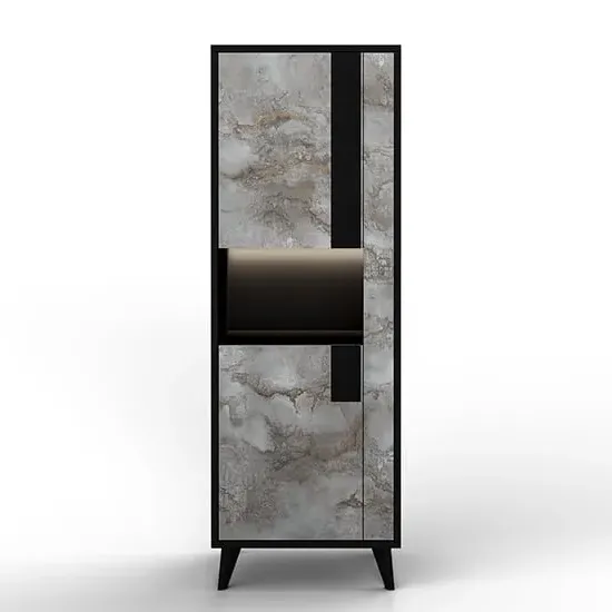 Laax Left-Hand Display Cabinet with LED - Black, MDF image