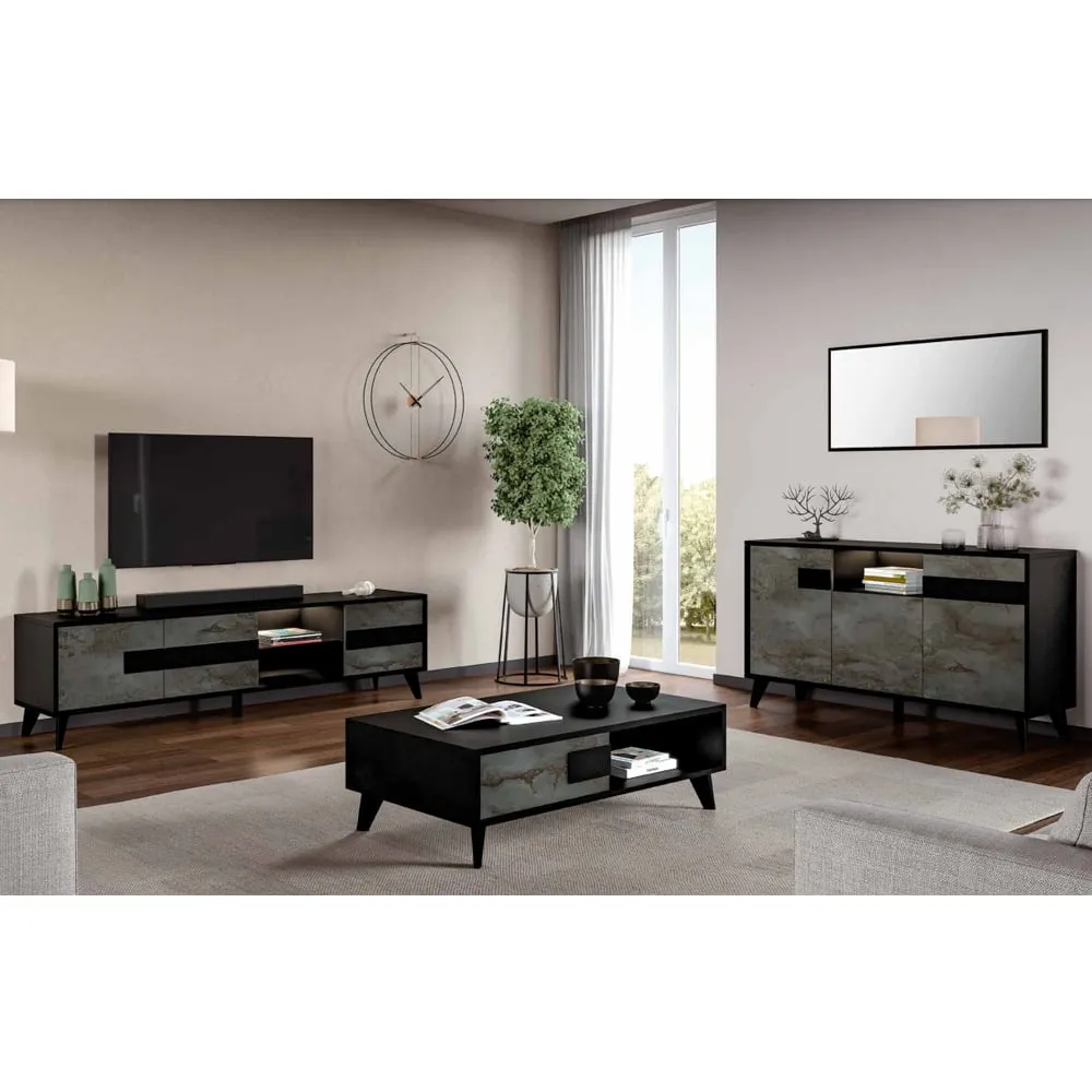 Laax Living Room Set with Sideboard - Black Oxide, MDF image