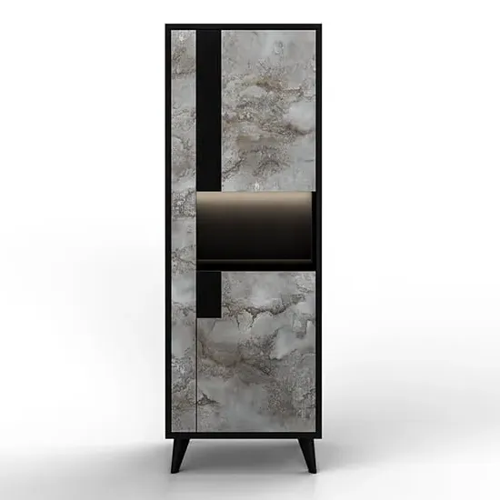 Laax Right-Hand Display Cabinet with LED - Black, MDF