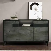 Laax Sideboard with 3 Doors and LED - Black, MDF