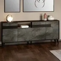 Laax Sideboard with 4 Doors and LED - Black, MDF