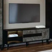 Laax TV Stand with 2 Doors and LED - Black, MDF