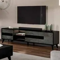 Laax TV Stand with 3 Doors and LED - Black, MDF