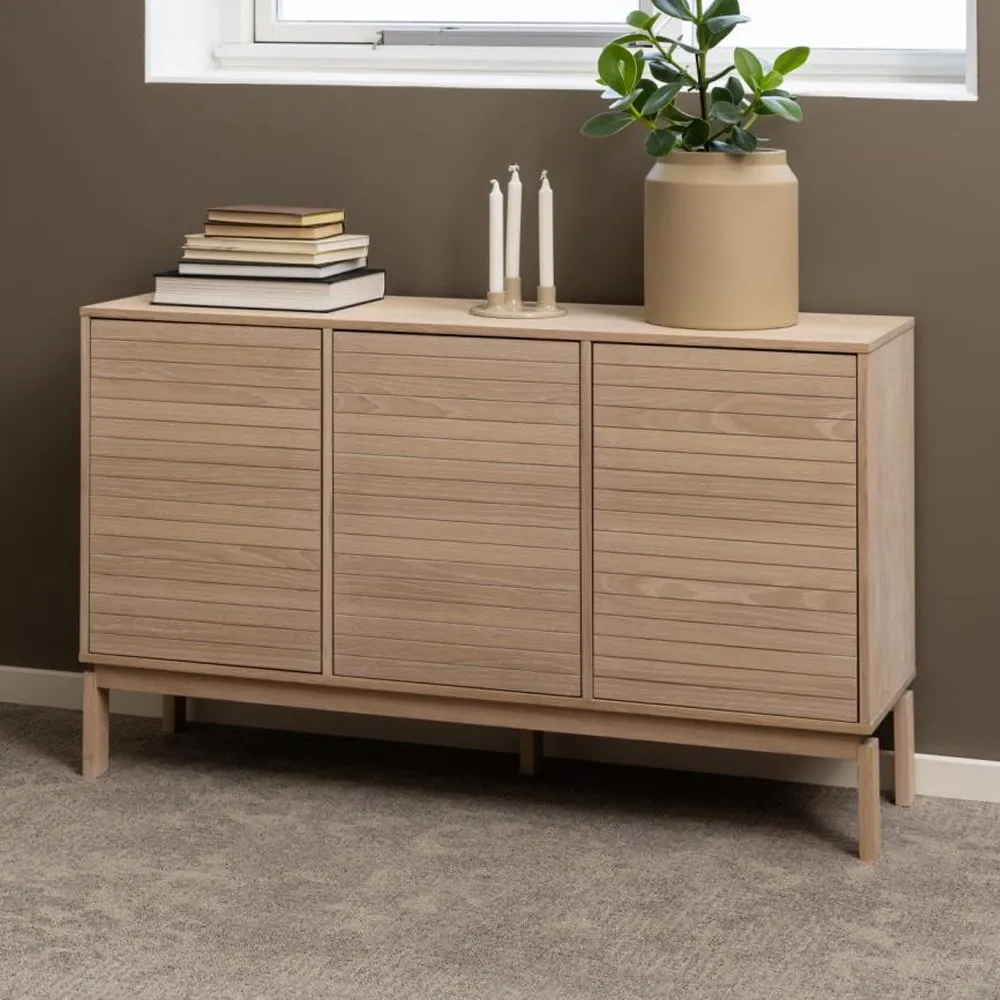 Labasa 3-Door Storage Cabinet - White, Oak image