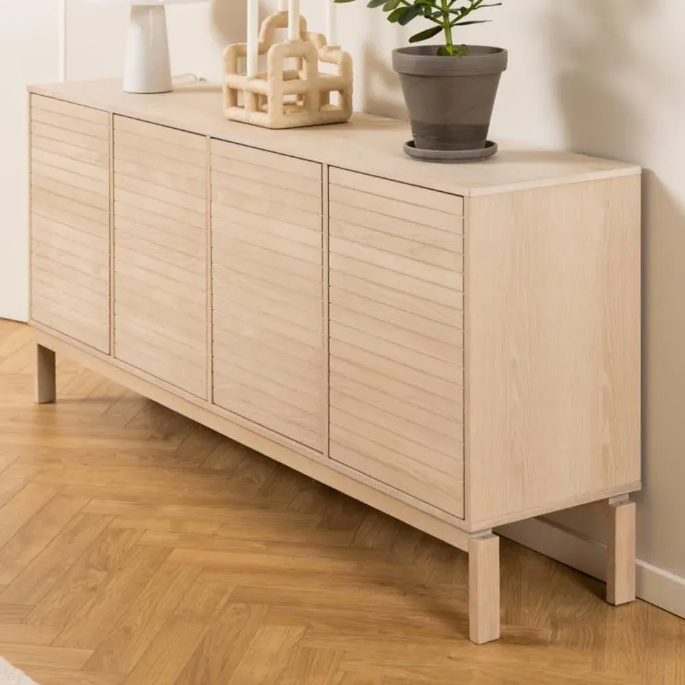 Labasa 4-Door Storage Cabinet - White, Oak