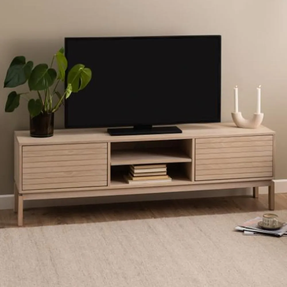 Labasa TV Stand with 2 Doors - White, Oak image