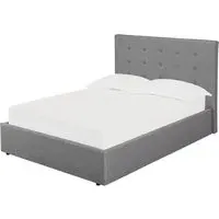 Lacer King Size Bed - Grey, Linen Fabric