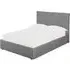 Lacer Plus Double Bed with Storage - Grey, Linen Fabric