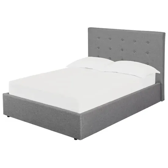 Lacer Plus Double Bed with Storage - Grey, Linen Fabric