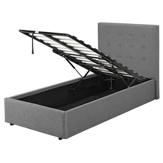 Lacer Plus Single Bed with Storage - Grey, Linen Fabric image