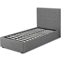 Lacer Single Bed - Grey, Linen Fabric