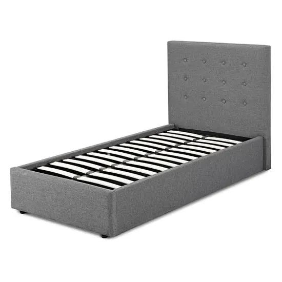 Lacer Single Bed - Grey, Linen Fabric image