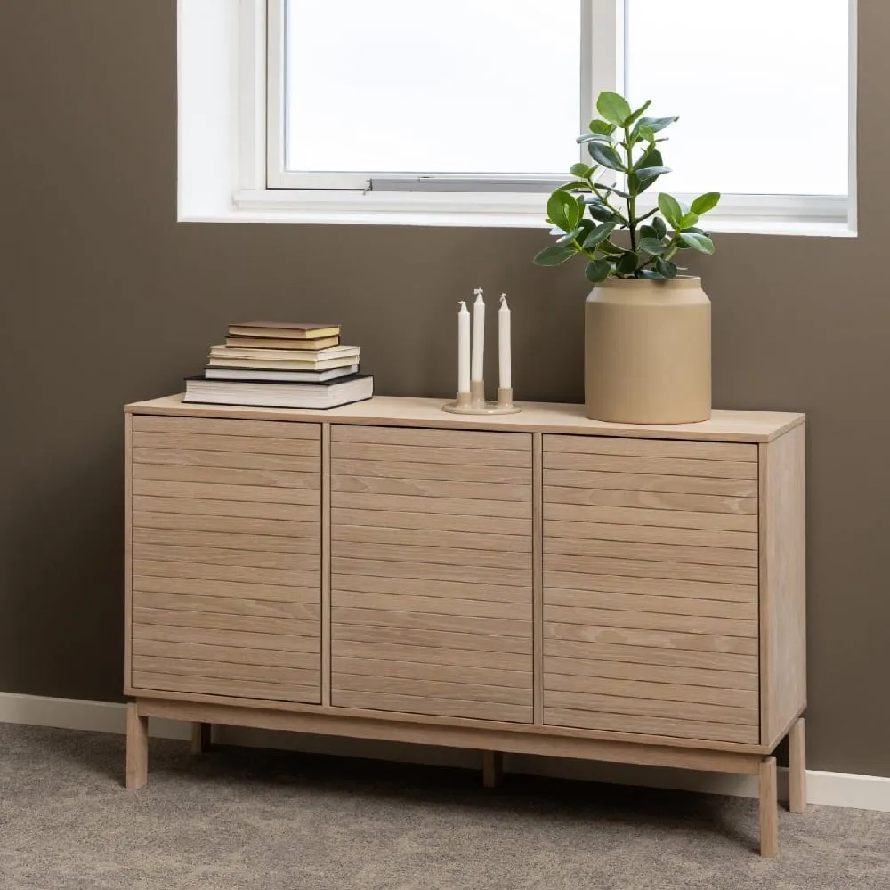 Lacey 3-Door Storage Cabinet - White, Oak image