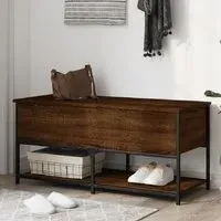 Lacey Large Storage Bench with Shoe Shelf - Brown Oak