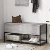 Lacey Large Storage Bench with Shoe Shelf - Grey