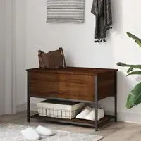 Lacey Small Storage Bench with Shoe Shelf - Brown Oak
