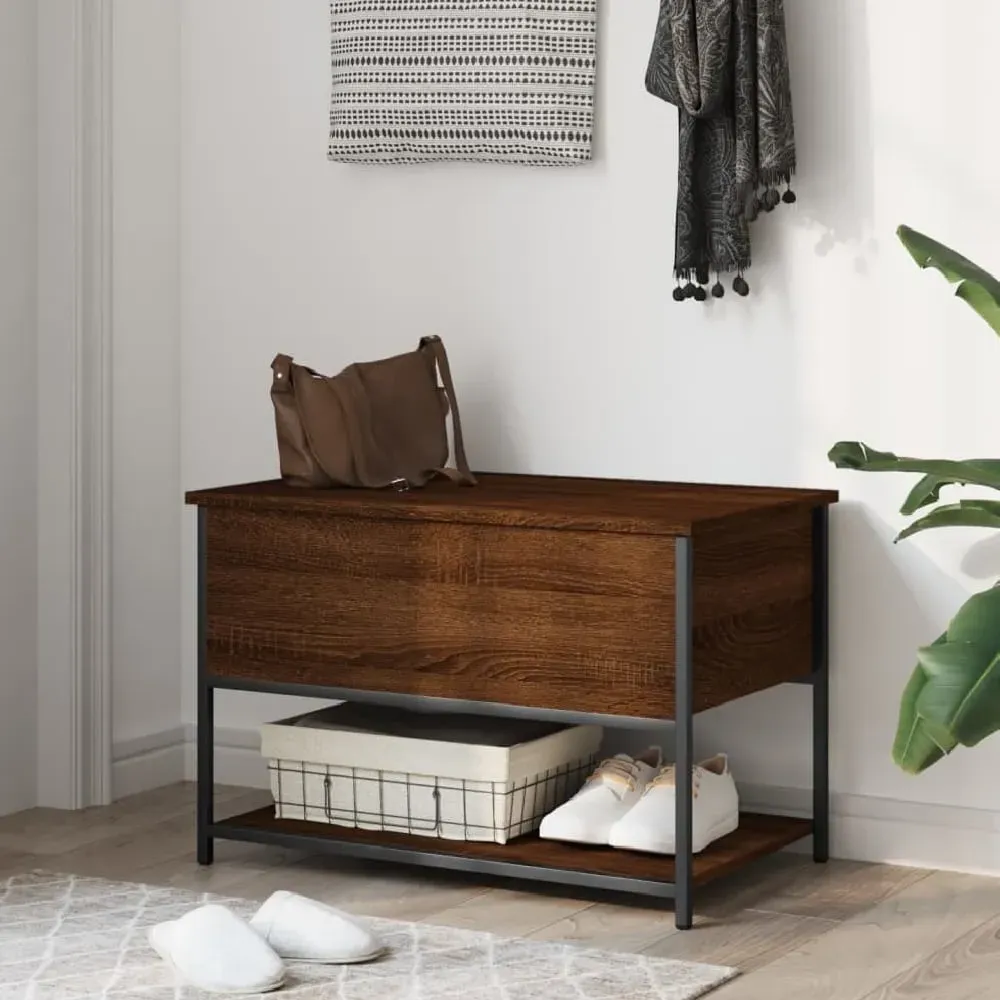 Lacey Small Storage Bench with Shoe Shelf - Brown Oak image
