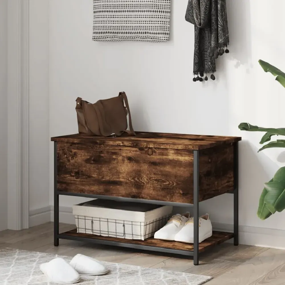 Lacey Small Storage Bench with Shoe Shelf - Smoked Oak