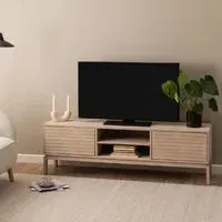 Lacey TV Stand with 2 Doors - White, Oak