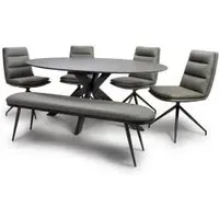 Lacole Dining Table with 4 Nobo Chairs and Bench - Sintered Stone